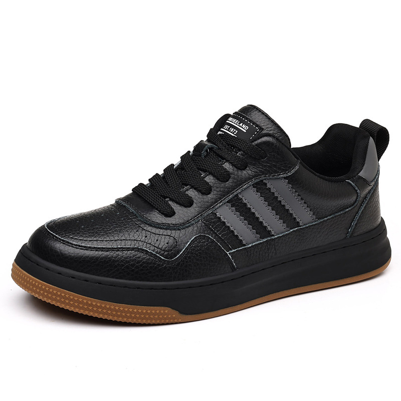 Zapatos casuales de cuero de vaca para hombres, zapatos de suela gruesa, marca de moda, zapatos de cuero transpirables, zapatos blancos para hombres, zapatos para hombres