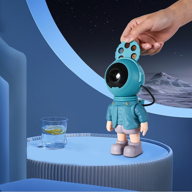 Lámpara proyectora creativa de astronauta con cielo estrellado, luz nocturna decorativa de ambiente