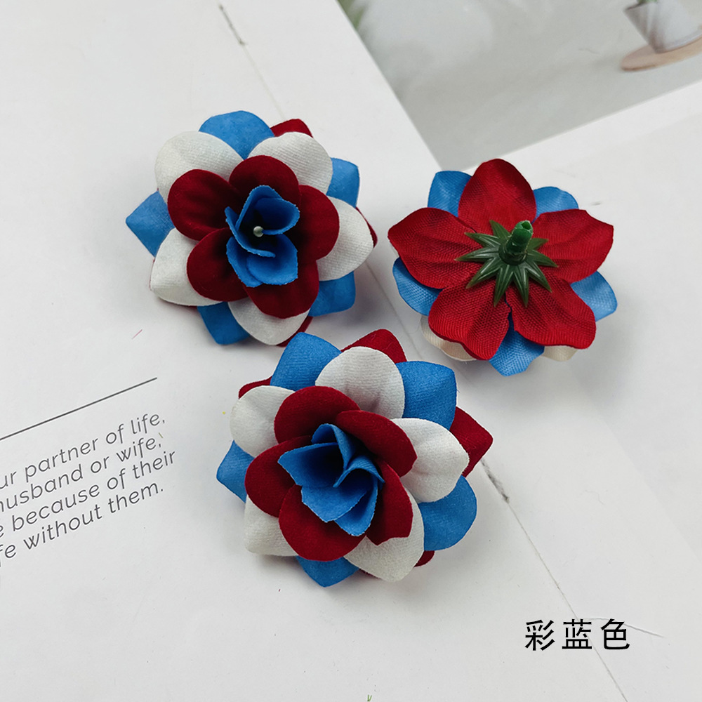 Simulación de tela de terciopelo de pequeño ángulo flores de rosa DIY sombreros hechos a mano arreglos de flores bolsas de props para el hogar adornos florales