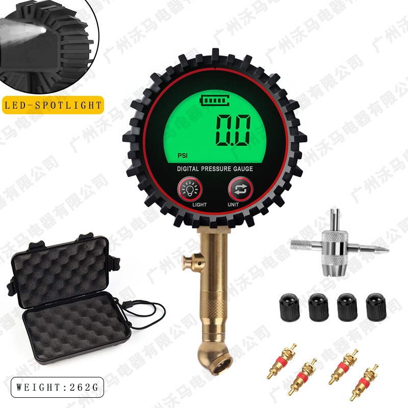 Tire Digital Display Detection Table, Large Screen Tire Digital Display Pressure Gauge, Quick Pressure Measurement and Deflation Method for French Bicycle Measurement