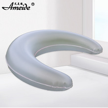 现货批发充气枕头PVC创意空气抱枕户外便携吹气月牙半圆空气枕头