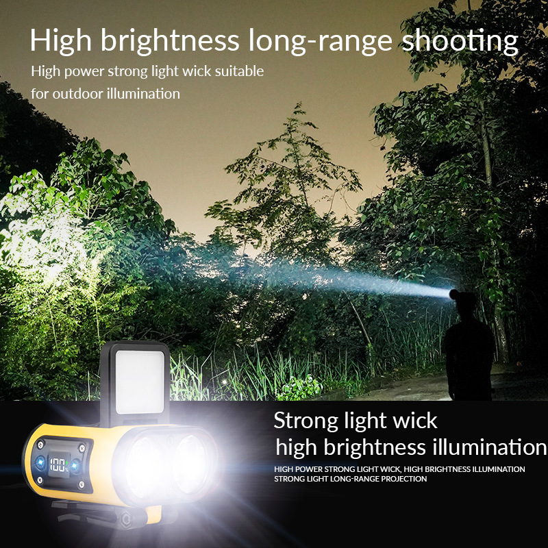 Cross-Border New White Laser Multi-Function Sensor Headlamp Red Blue Warning Multi-Angle Adjustable Digital Display Hat_voghion.com