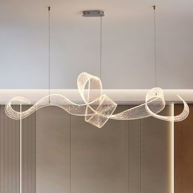 酒店大堂前台艺术造型飘带吊灯大气餐厅灯茶室灯led中山灯具