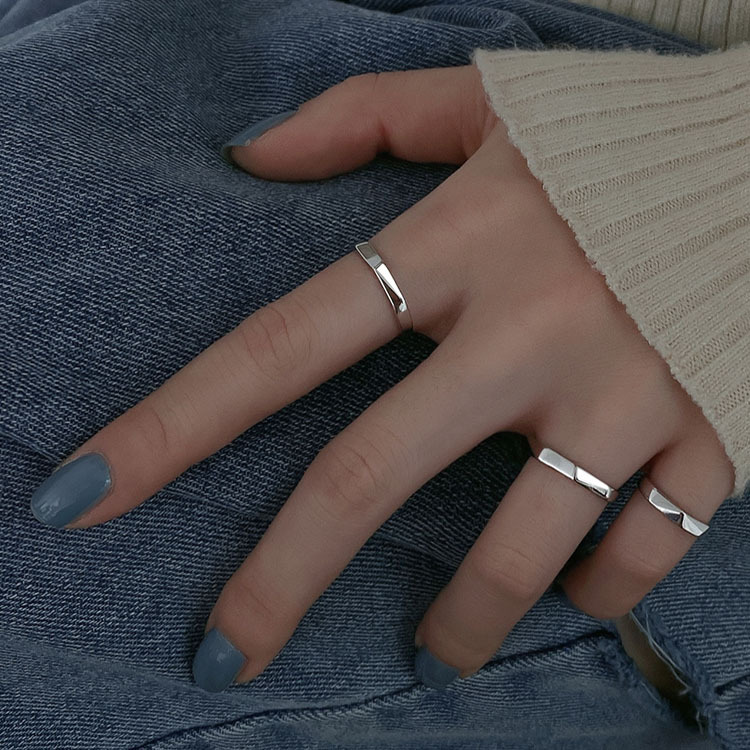 Minimalist Smooth Diamond-shaped Ring Women, Adjustable Open Design, Korean Style, Fresh And Unique, With Irregular_voghion.com