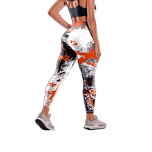 跨境热卖彩色3D印花高腰紧身裤女运动瑜伽裤高弹力速干健身打底裤