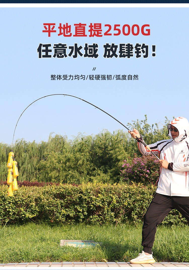 Nuevo carbono Luya Varilla 1,8-2,4 M ajustable plug-in de largo alcance Polo oblicuo boca Negro caña de pescar artes de pesca al por mayor