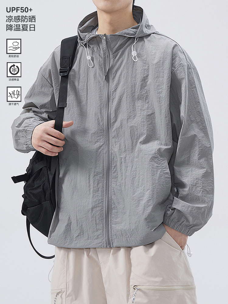 Outdoor Ice Silk Lightweight Sun Protection Clothing for Men 2026 Summer Upf50+ Anti-Uv Breathable Sun Protection Jacket