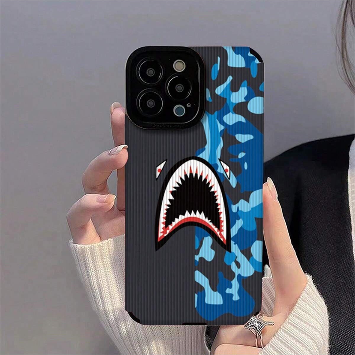 Camouflage Shark Protective Phone Case For Samsung A71 A53 S23_voghion.com