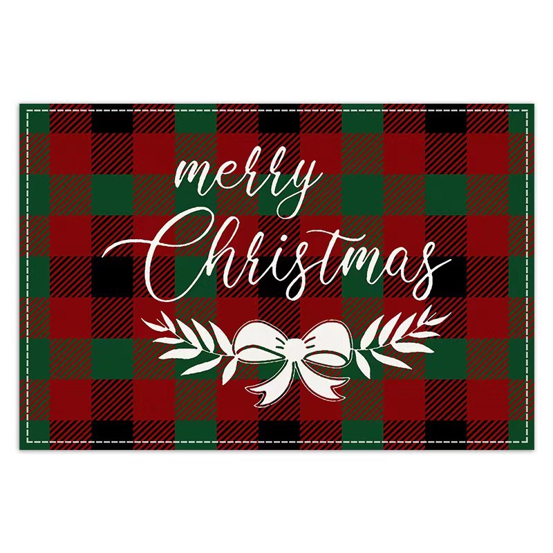 Transfronterizo temu explosión de Navidad invierno árbol de Navidad muñeco de nieve lino estampado conjunto de lino estampado