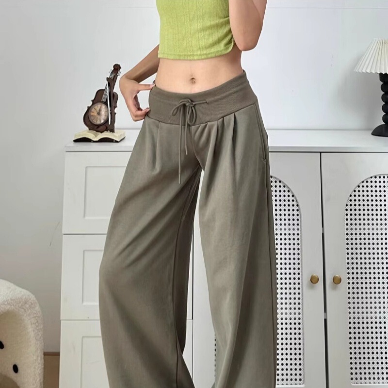 American Retro Sports Pants for Women, Autumn and Winter 2025 New Low-Waist Drawstring Loose Slimming Dance Casual Wide-Leg Pants American Retro Sports Pants for Women, Autumn and Winter 2025 New Low-Waist Drawstring Loose Slimming Dance Casual Wide-Leg Pants