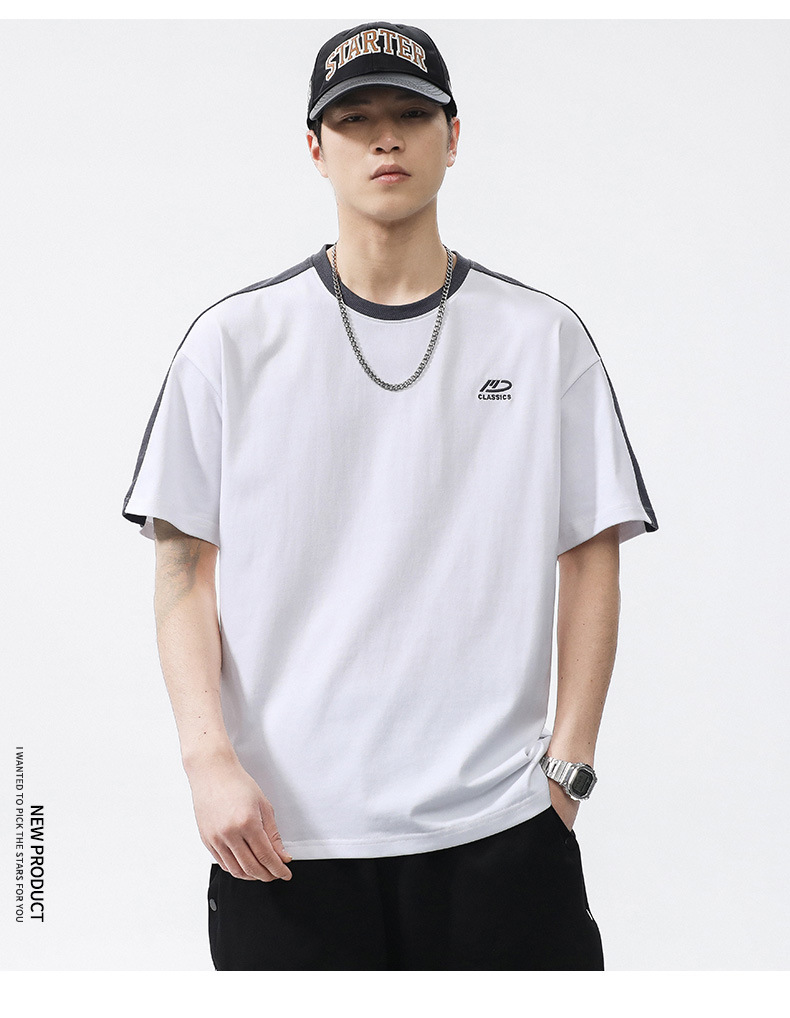 Men's T-shirt Round Neck Loose Patchwork Summer Top For Men_voghion.com