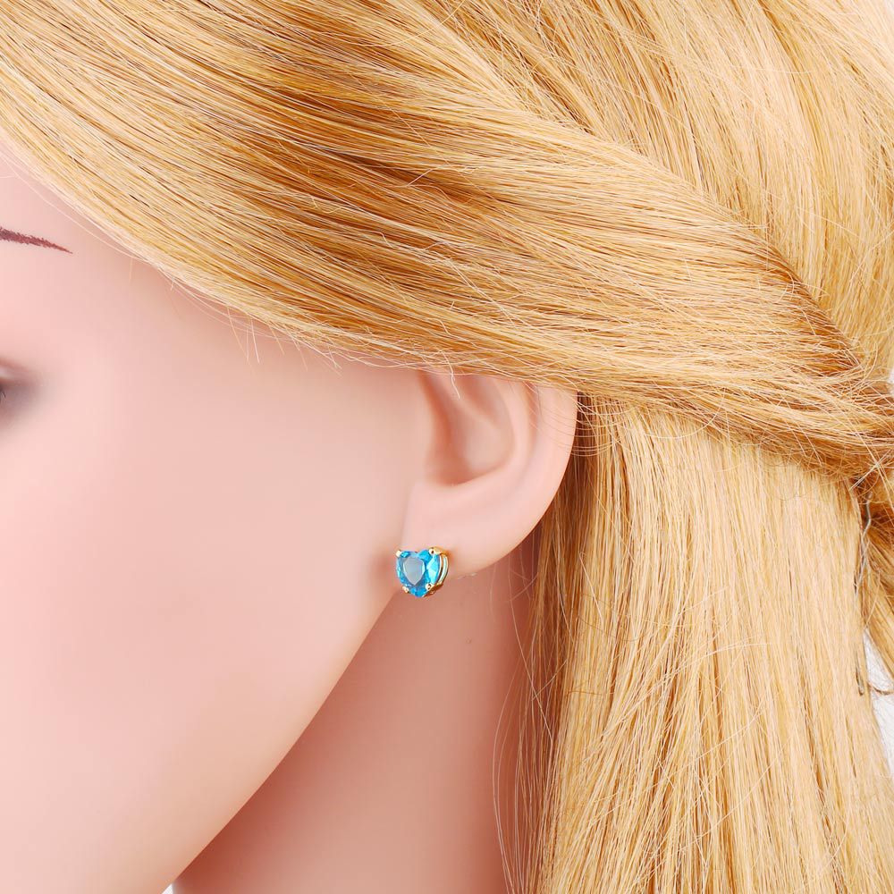 Fashion Heart Shape Copper Ear Studs Inlay Zircon Copper Earrings