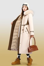 新款派克服羽绒服可拆卸鹅绒内胆狐狸毛领过膝长款加厚女皮草大衣