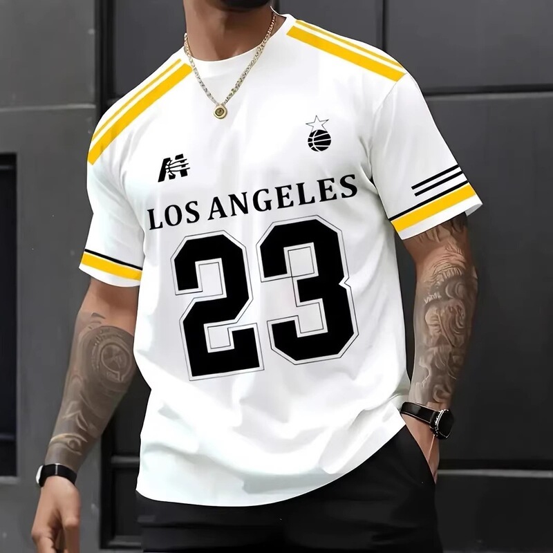 New American-style jersey 3D digital print T-shirt for men, short-sleeved, casual, round-neck, summer sports top, cross-border clothing New American-style jersey 3D digital print T-shirt for men, short-sleeved, casual, round-neck, summer sports top, cross-border clothing
