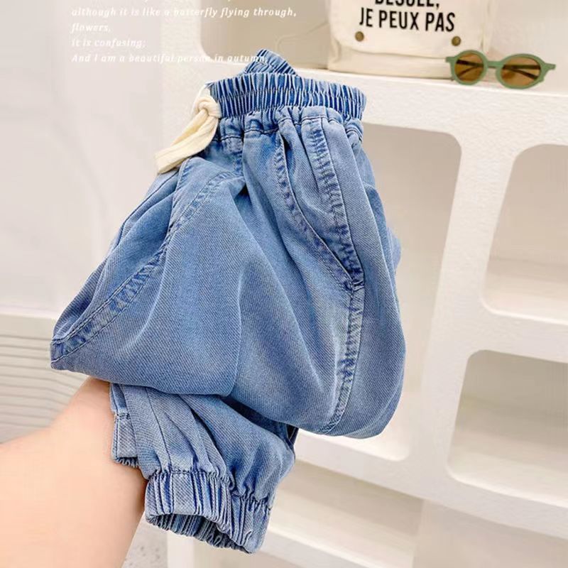 Nuevos pantalones infantiles de verano delgados jeans de tendencia para hombres y mujeres, pantalones anti-mosquitos, pantalones casuales frescos para bebés image 3