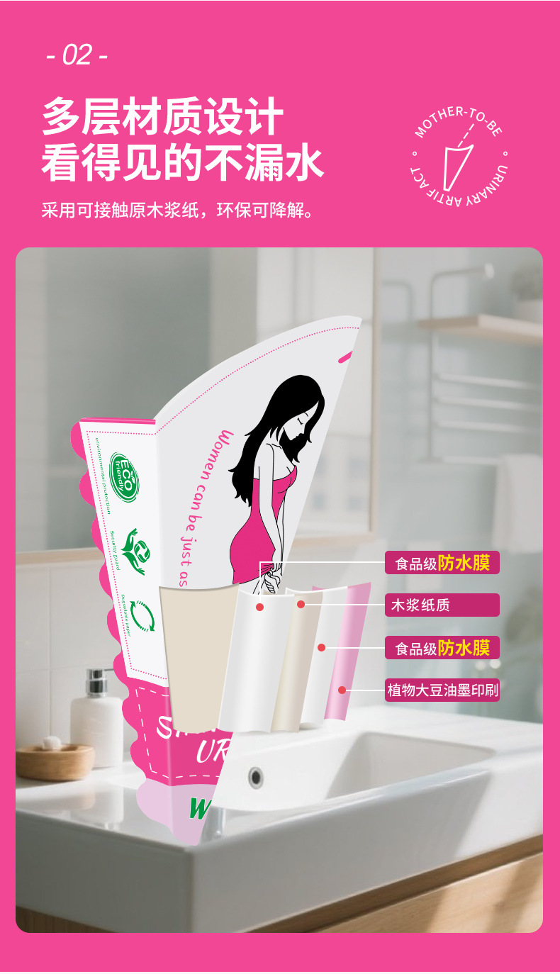 Women's Standing Urinal, Women's Disposable Urine Bag, Caesarean Section Toilet, Portable Pregnant Woman's Standing Urinal Artifact