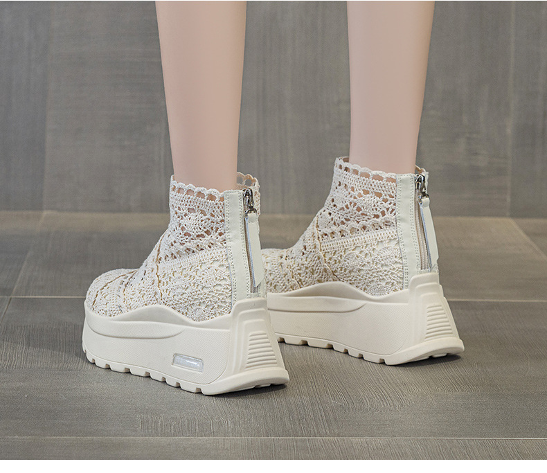 Giày sneaker nữ đế dày lưới ren hở mũi phong cách thể thao thời trang — Be 5067, Vang 5067, Den 5067 chi tiết 19