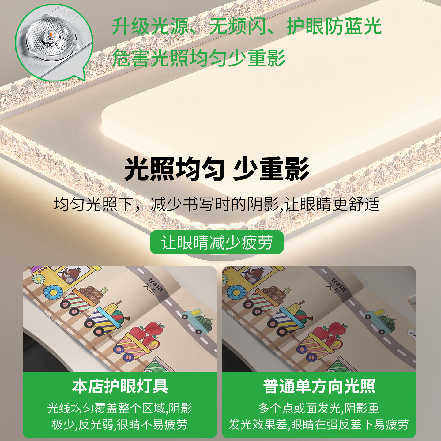 Lámpara de techo de sala de estar para el hogar de alta gama de lujo ligero de estilo italiano, sala de protección ocular de espectro completo simple y brillante, lámpara Zhongshan 357L