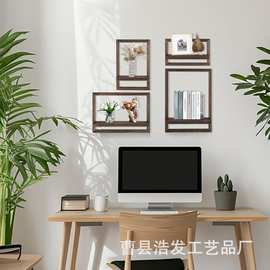 跨境木质墙壁置物架沙发背景墙装饰相框组合香薰蜡烛架隔板储物架