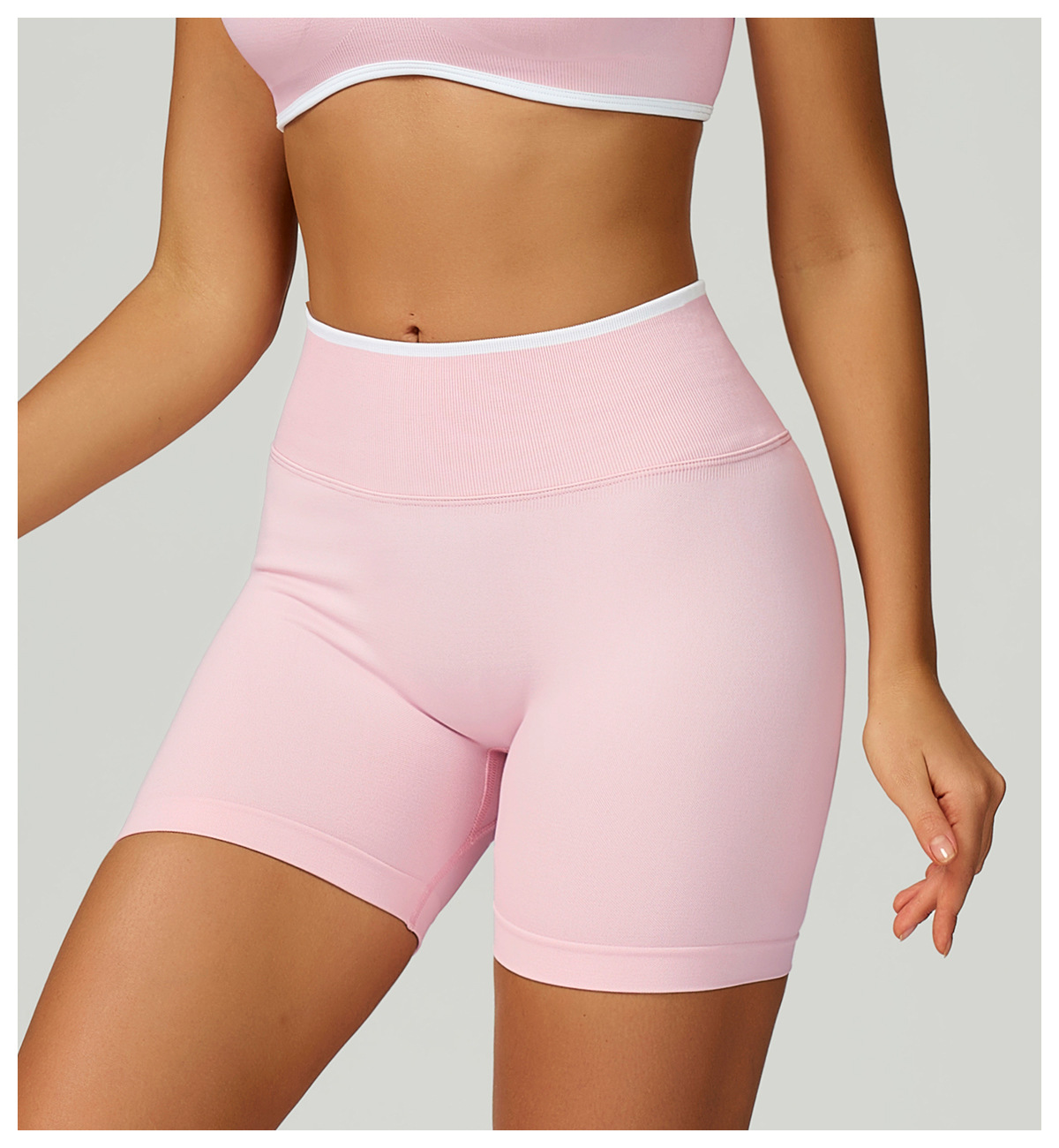 Women's Clothing High-Waisted Seamless Yoga Shorts For Women Tight Fitting Sports Running Fitness Wear With Contrasting Trim European American Style_ecoleips.com