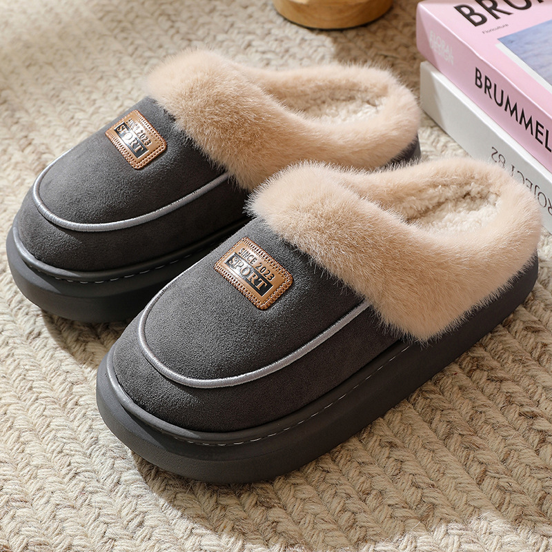 Zapatillas de algodón para mujer ins invierno interior pareja en casa 2024 nuevas lindas Zapatillas de felpa para uso exterior otoño e invierno
