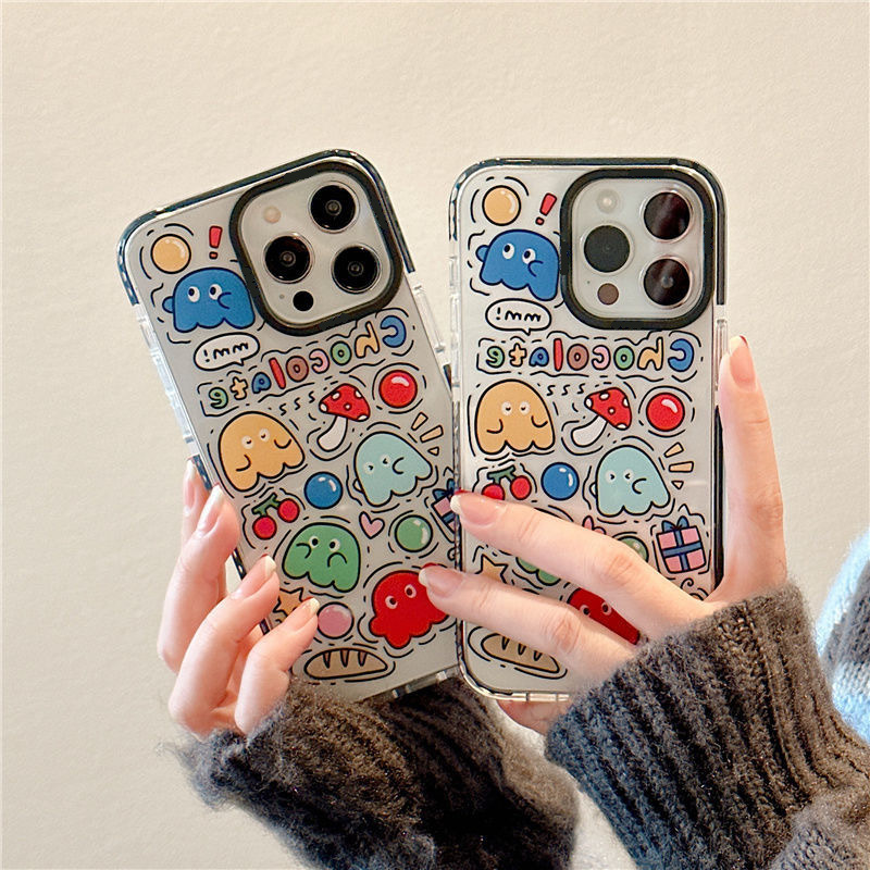 Graffiti Cute Ghost for iPhone15promax Phone Case Apple 14 Drop-resistant 8P Transparent 13 Female XR Graffiti Cute Ghost for iPhone15promax Phone Case Apple 14 Drop-resistant 8P Transparent 13 Female XR