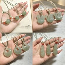 天然东陵玉吊坠晴水色东陵玉蝴蝶葫芦天鹅平安扣锁骨链挂件项链