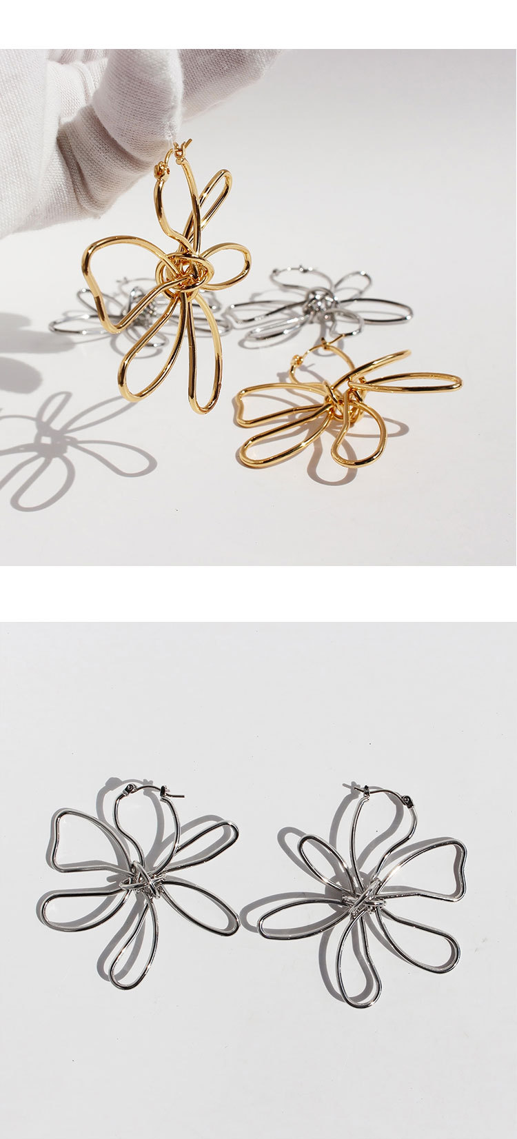 1 Pair Quantity Holiday Occasion Brass Material 1 Pair Flower Brass Ear Studs For Women's
