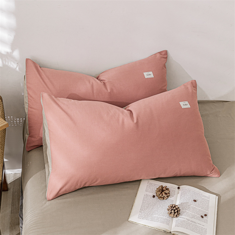 Funda de almohada de algodón lavado de algodón puro, un par de 100 fundas de almohada de algodón, funda interior de núcleo de almohada doble simple de verano 4