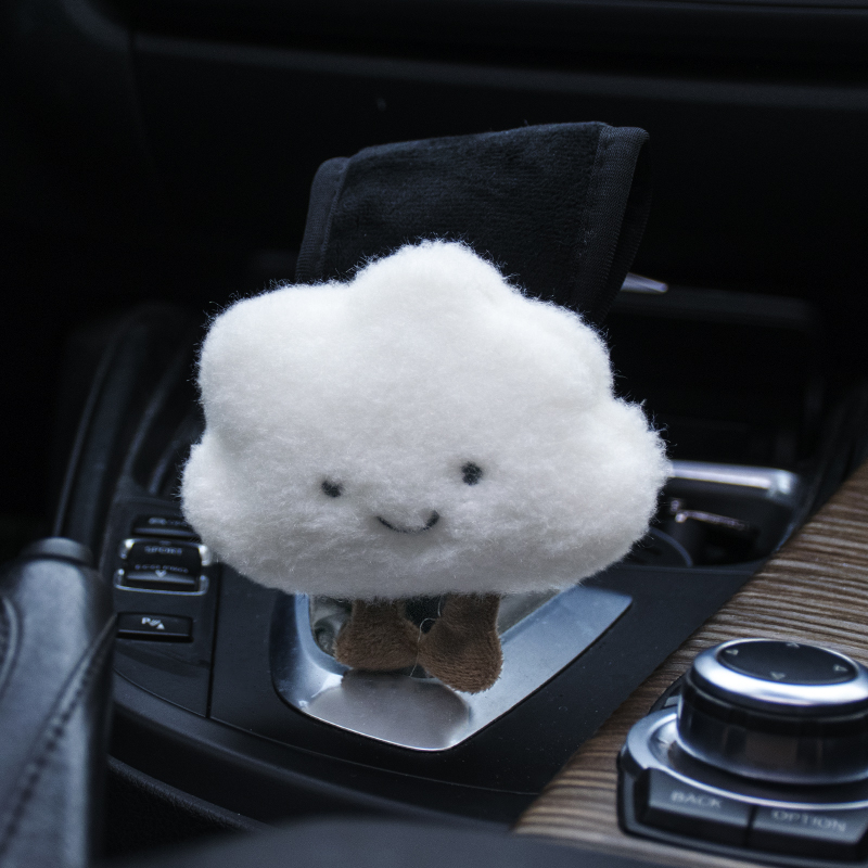 4#기어 커버 - 흰 구름 - 피부 친화적인 플러시 천 - 검정색