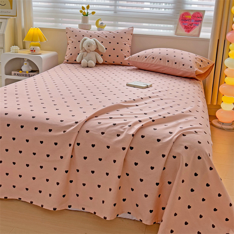 2025 nueva sábana de algodón fresco pequeña pieza individual 100 algodón dormitorio de estudiantes cama individual funda de almohada de tres piezas 2