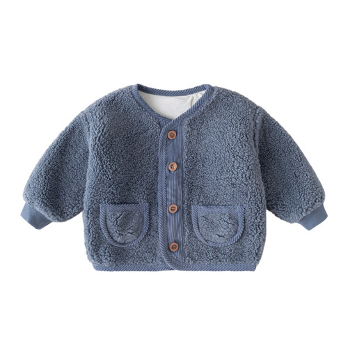 Baby Spring and Autumn New Baby Wheat Fleece Thicker Top Fall Boys Children Stylish Outerwear Clothing Girls