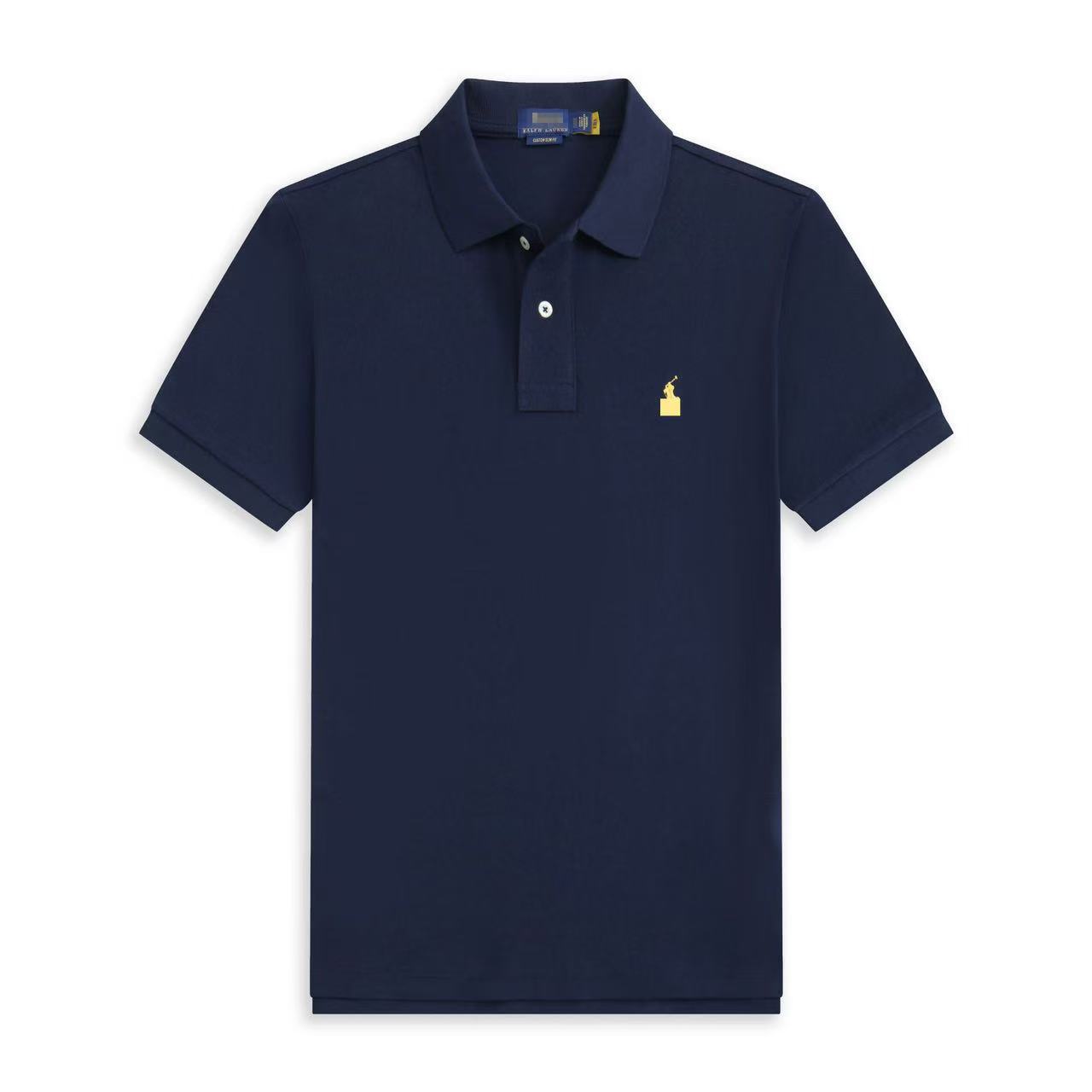 Cross-border men's short-sleeved polo shirt, plus size, loose fit, pony embroidery men's polo shirt