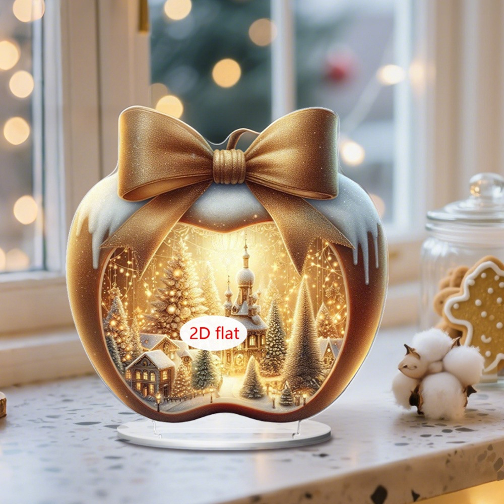 Nuevos productos transfronterizos Navidad Nochebuena Navidad Apple decoración decoración de escritorio decoración de Año Nuevo 2D acrílico