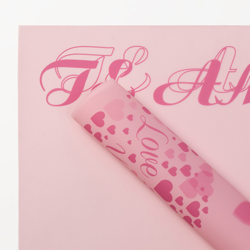 Papel de Envolver Rosa Estilo Coreano Plástico BOPP Impermeable para Ramo de Flores