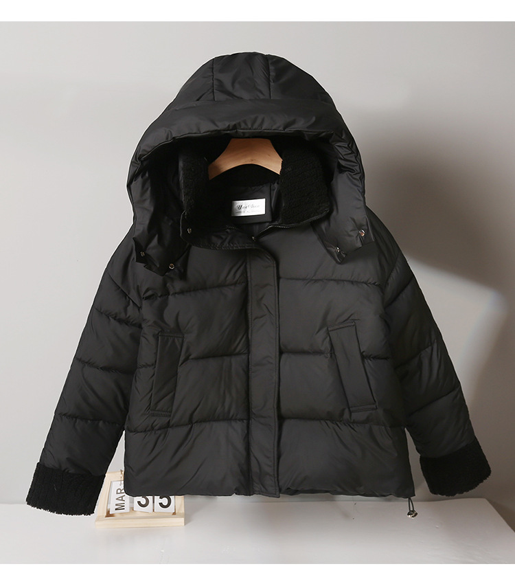 European Style Melard Coffee Color Down Jacket For Women, New High-end Lamb Wool Collar Cotton Coat, Thickened Outerwear_ecoleips.com