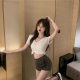 T-Shirt for Women 2025 Summer New V-Neck Design Inner Layering Shirt Asymmetrical Sexy Pure Lust Style Short-Sleeved Top