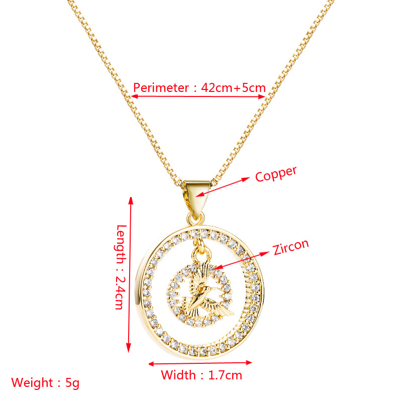 Wholesale Fashion Hollow Crab Dove Pendant Copper Gold-plated Inlaid Zircon Necklace Nihaojewelry display picture 1