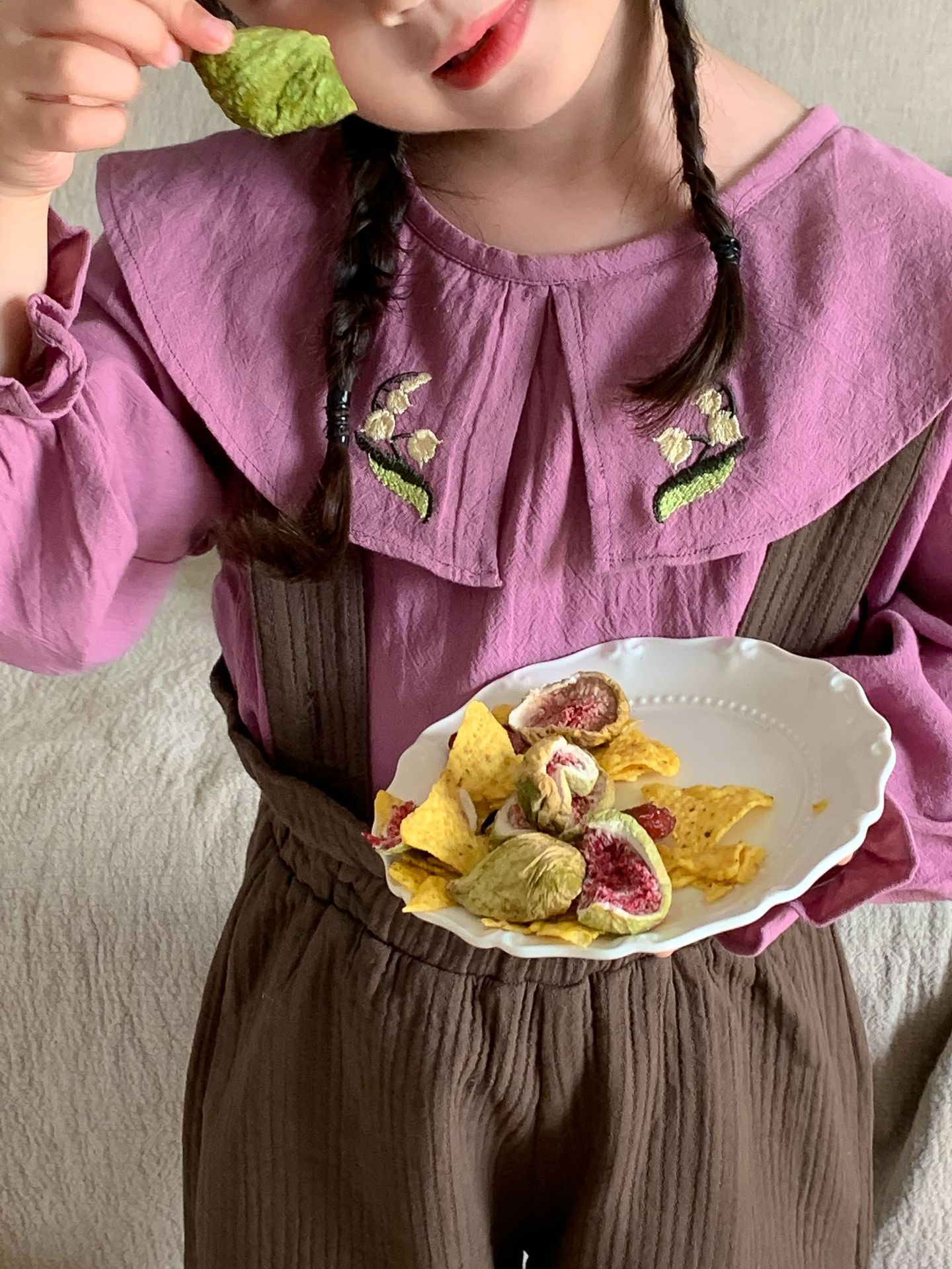 Campo DE TRIGO 2023 primavera y otoño nueva Corea del Sur camisa de cuello de muñeca para niños camisa de manga larga de encaje bordado