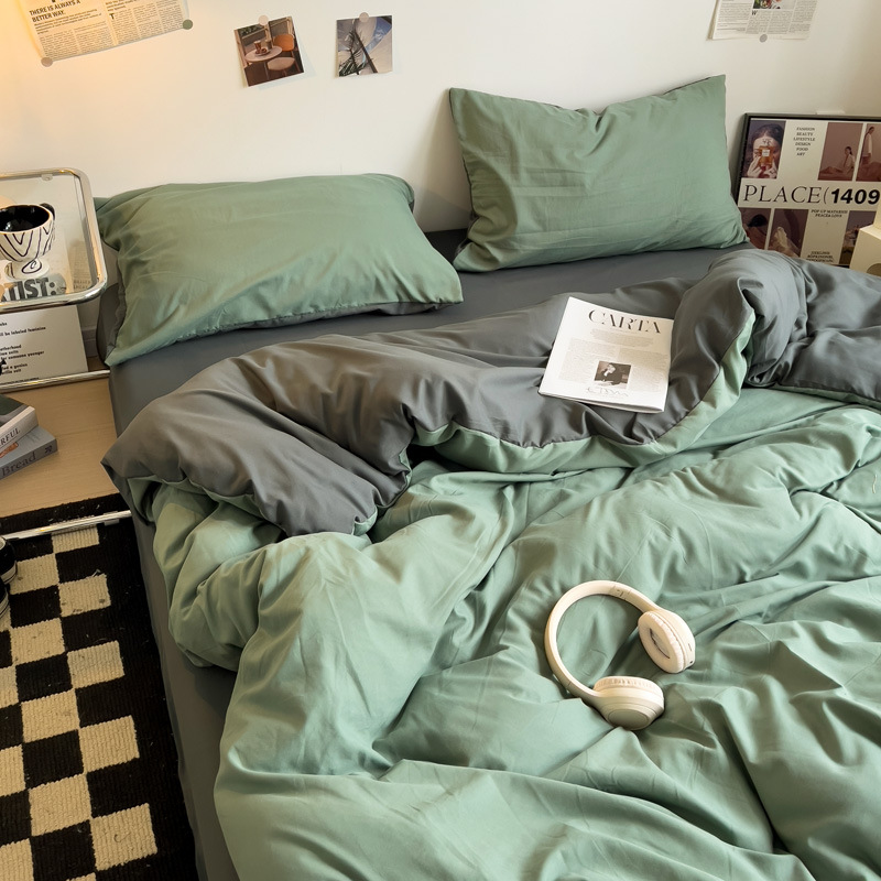 Madre y bebé clase A dormitorio desnudo cuatro piezas de algodón puro algodón colcha cubierta sábanas de cama de dormitorio de estudiantes tres piezas de conjunto