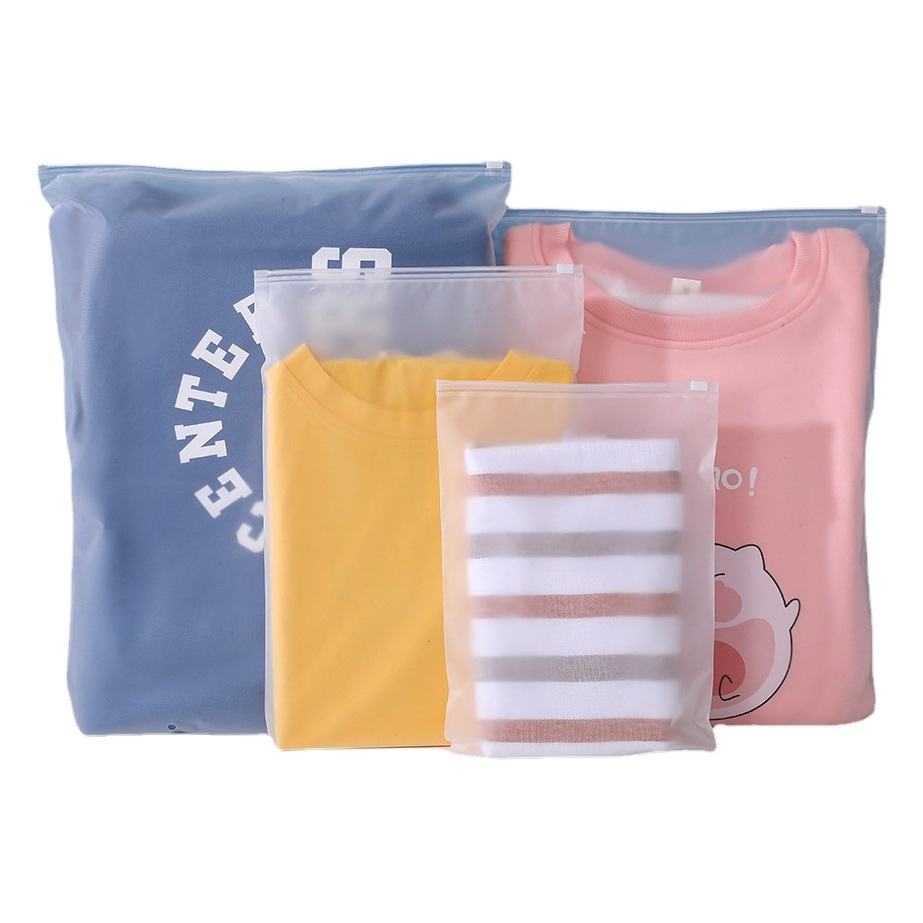 Bolsa de cremallera de ropa esmerilada gruesa al por mayor embalaje del hogar calcetines impermeables universales toalla bolsa de almacenamiento de ropa de viaje