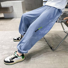 男童防蚊褲夏裝2023新款中大童天絲牛仔褲薄款兒童冰絲長褲夏季潮