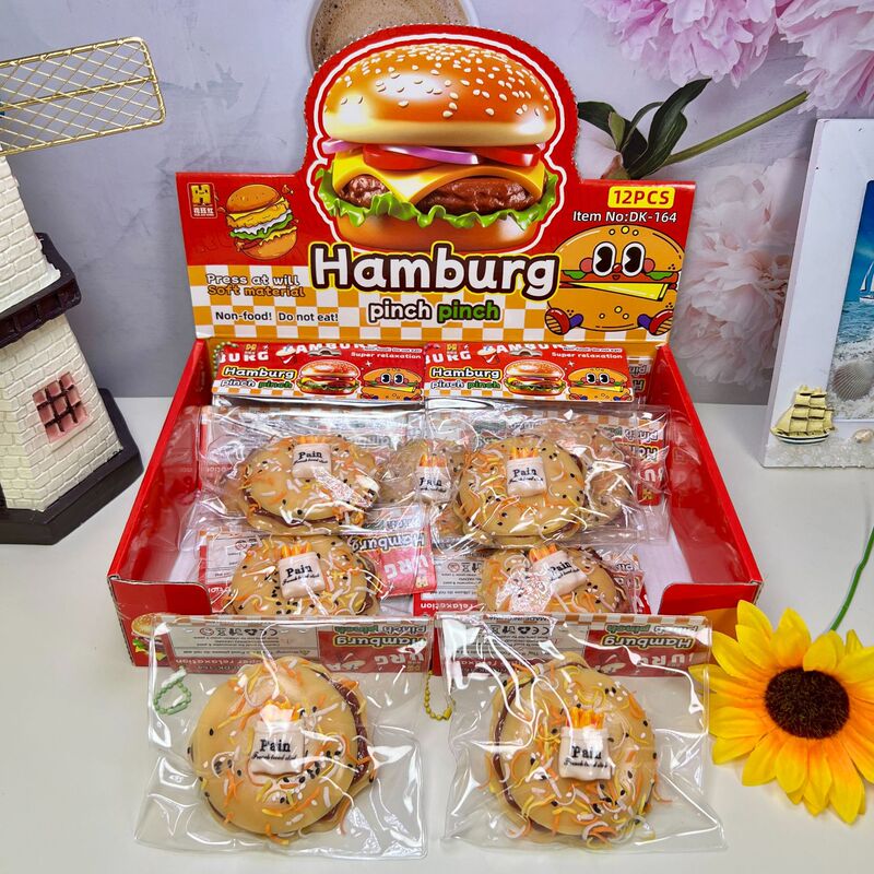 Cross-border Amazon bestseller: high-quality hamburger-shaped TPR squeeze toy, aesthetically pleasing, sweet treat-themed stress-relief gadget