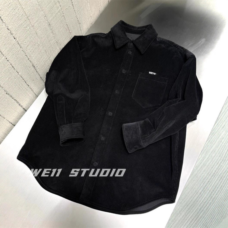 新品 明星同款王楚钦同款灯芯绒衬衫 口袋刺绣字母衬衣上衣外套|undefined