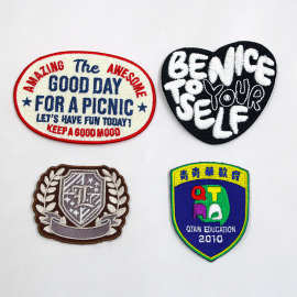 定制绣花标魔术贴儿童精美刺绣布贴免缝补丁贴服饰毛巾绣章logo标