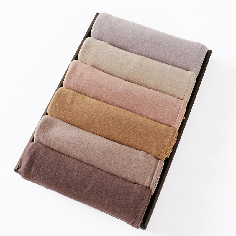 Cross-Border Pure Color Jersey Mercerized Cotton Soft and Breathable Women's Turban Scarf Hijab One Piece Drop Shipping Jersey