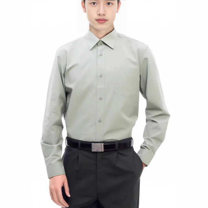 Pine Green Long-Sleeve Shirt Olive Green Inner Shirt Office Workwear Men's New Style Wrinkle-Free