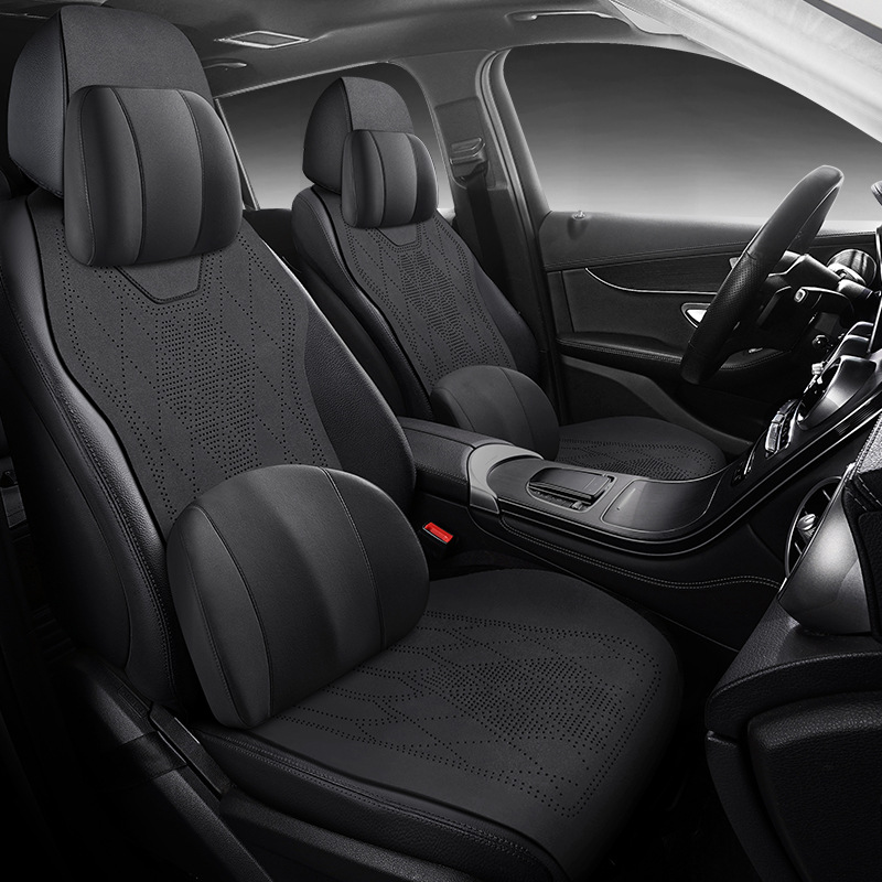 Car Seat Cushion, Universal for All Seasons, Breathable Suede Leather, High-End Saddle Cushion, Suede Perforated Seat Cover, Winter Small Waist