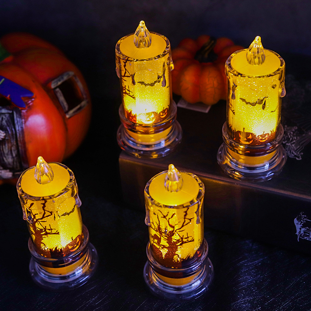 Halloween LED electrónica vela luz fantasma Festival decoración props vintage cristal Mesa swing noche luz calabaza luz al por mayor