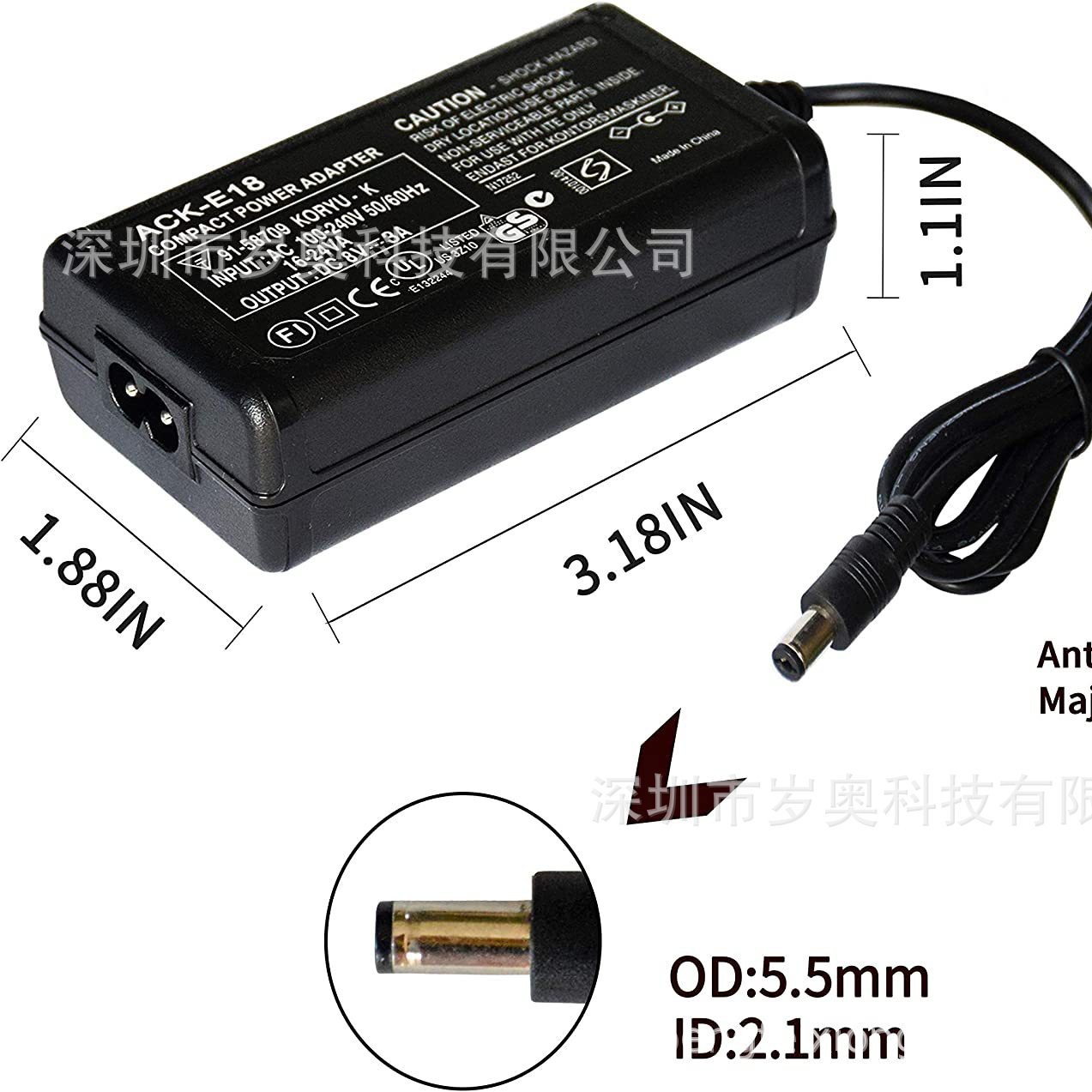 Adecuado para Canon ACK-E18 SLR Cámara adaptador de corriente reemplazo LP-E17 batería fuente de alimentación de larga duración